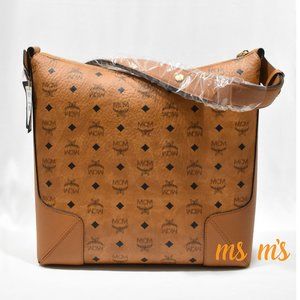 NWT MCM brown Cognac Canvas  Hobo Shoulder Bag